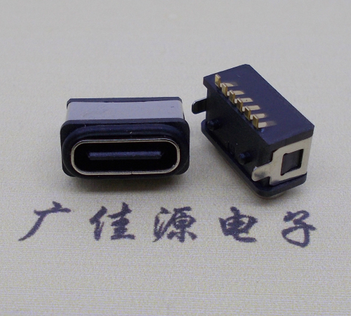 防水TYPE C母座6P卧式两脚插板  防水TYPE C 母座  防水TYPE C 6P母座  防水type c母座