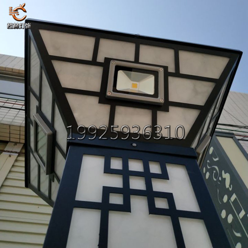 广场造型景观灯售楼部立柱灯展示区人造云石柱子灯  仿铜拉丝景观灯  不锈钢景观灯  云石透光庭院灯