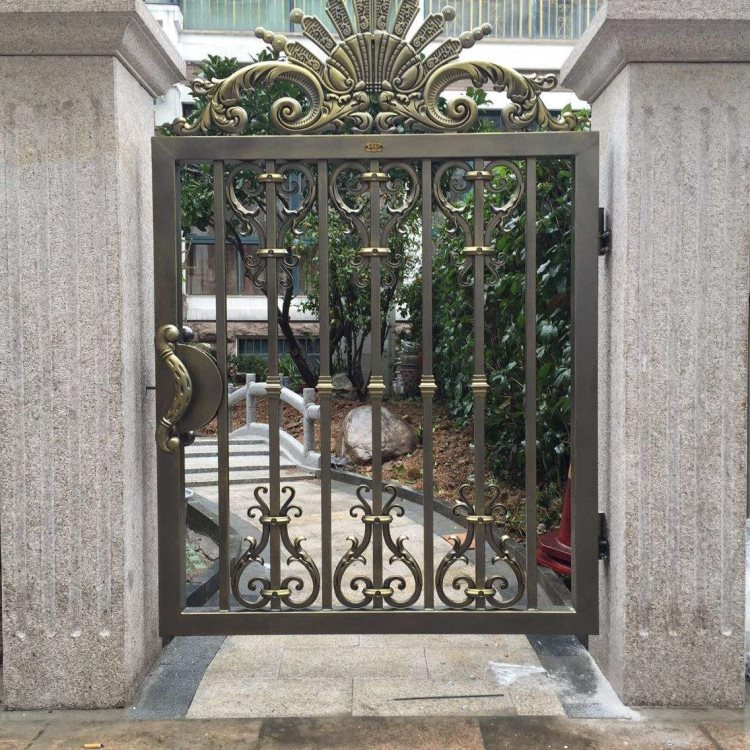 石家庄新乐金属别墅大门小区隔离栏尺寸测量  铝艺大门  别墅铝艺大门