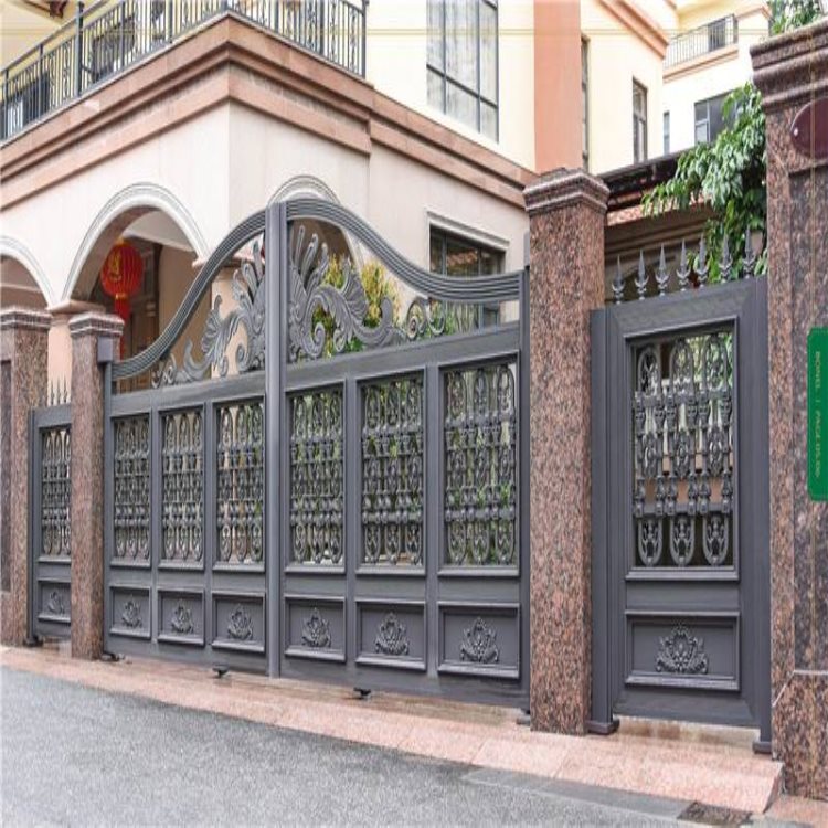 衡水武邑县铝合金别墅大门阳台飘窗护栏造型  铝艺大门  别墅铝艺大门