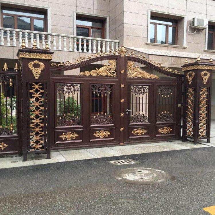 现代铝艺大门天津红桥区围墙围栏施工方案  别墅大门  别墅铝艺大门