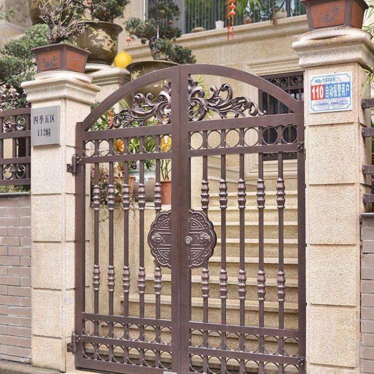 庭院铝艺大门石家庄高邑县围墙护栏安装简单方便  别墅大门  别墅铝艺大门