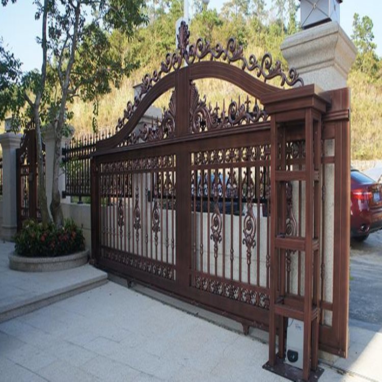 天津蓟州区院子大门围墙围栏安装简单方便  别墅大门  铝艺大门  别墅铝艺大门
