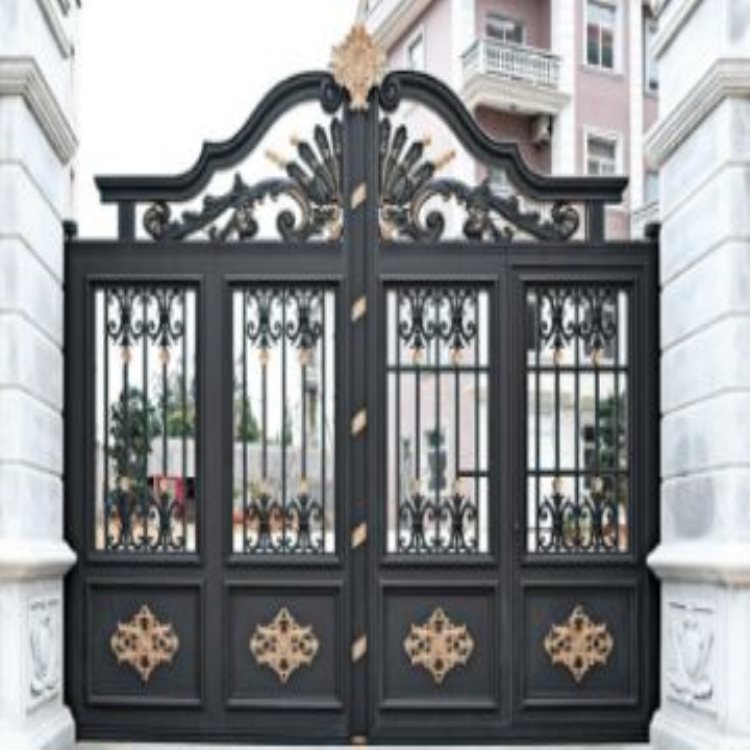 保定博野县铝合金别墅大门围墙隔离栏安装  铝艺大门  别墅铝艺大门