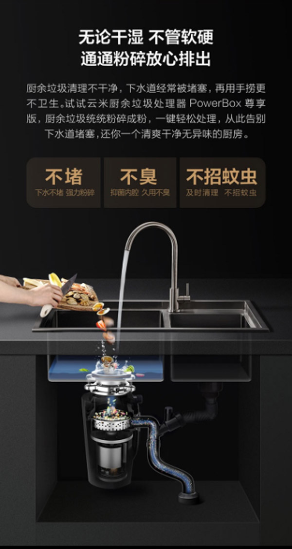 VIOMI/云米食物湿垃圾处理机VXRD-02  厨房垃圾处理器  食物垃圾处理器  厨余垃圾处理器