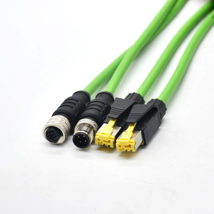 M12profinet转接头4芯D型转RJ45传输百兆连接器  profinet总线接头  M12 D型连接器