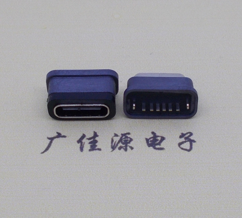 防水立插TYPE C6P母座H=6.6mm连接器  TYPE C 母座6P  TYPE C母座6P立插  type c母座6p