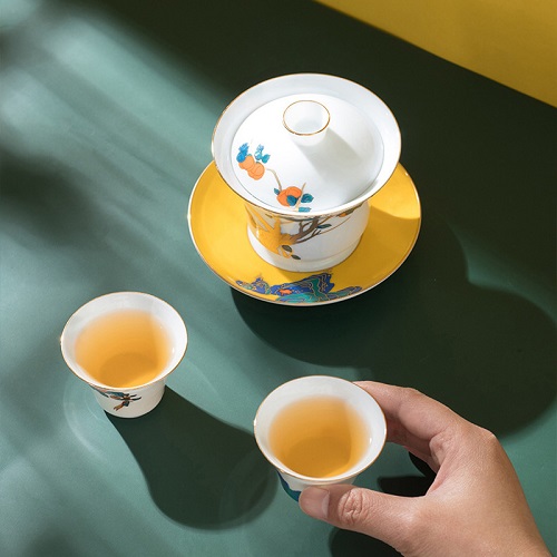 景德镇陶瓷茶具柿柿如意高白瓷茶具礼品套装&nbsp;&nbsp;定制