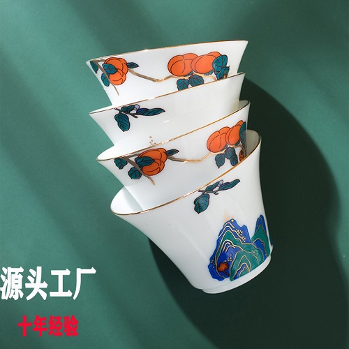 景德镇陶瓷茶具柿柿如意高白瓷茶具礼品套装&nbsp;&nbsp;定制