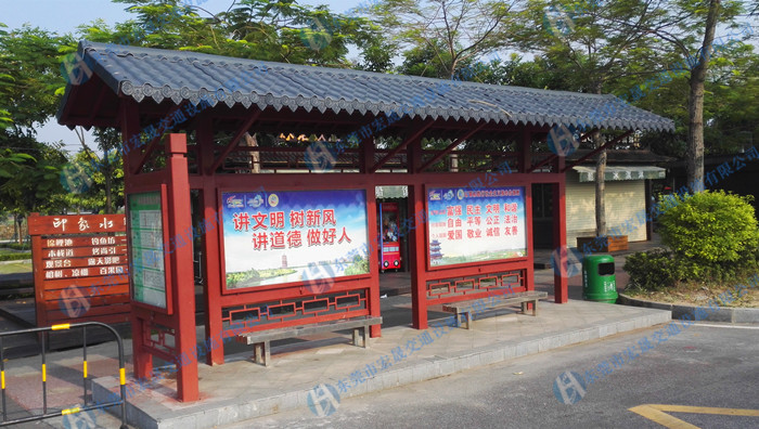 曲靖大型不锈钢中式仿古候车亭，宏晟个性化智能定制  曲靖大型不锈钢候车亭