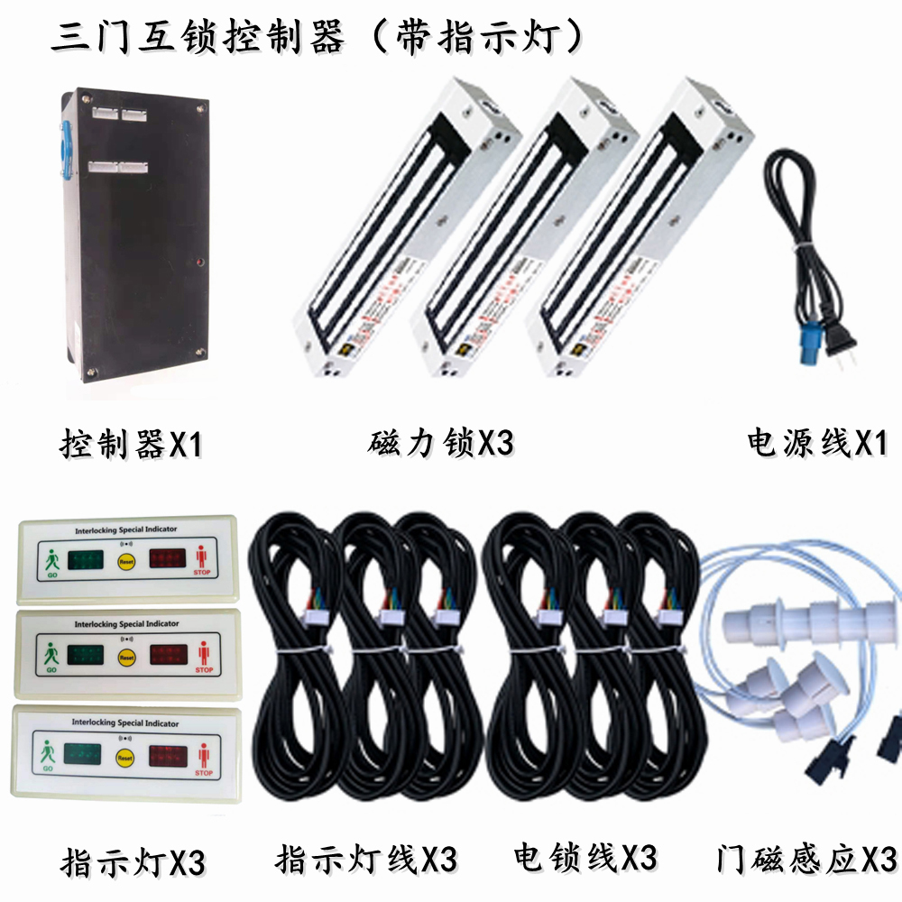 二门说那么四门电子互锁，风淋室互锁，气阀电子联锁  力士坚磁力锁