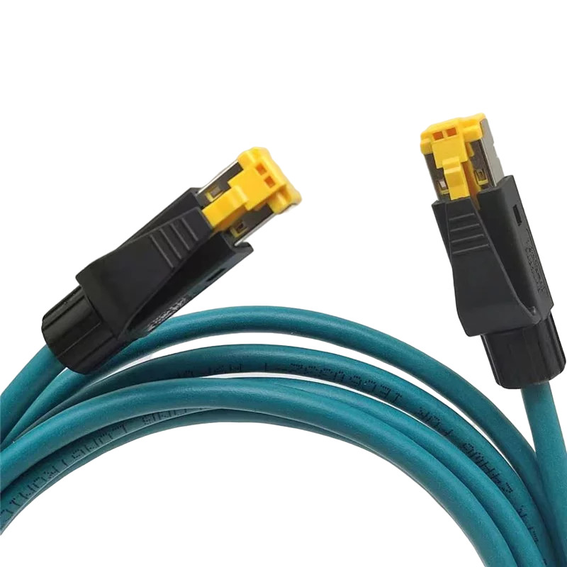 四芯蓝色工业以太网网线配接头ethercat rj45  四芯工业以太网网线  四芯蓝色以太网网线  四芯蓝色工业网线接头