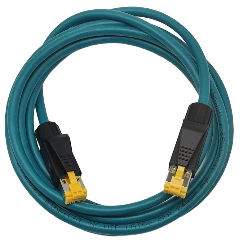 四芯蓝色工业以太网网线配接头ethercat rj45  四芯工业以太网网线  四芯蓝色以太网网线  四芯蓝色工业网线接头