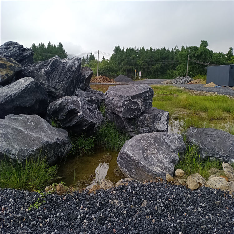 风景摆放观赏石 便宜的景观石报价 广东黑山石批发厂家