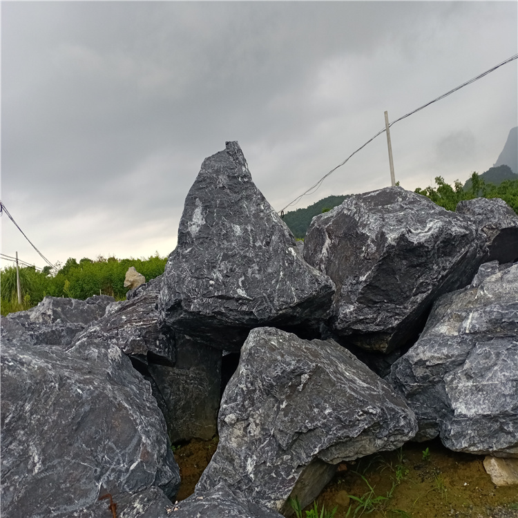 广东园林景观黑山石 公园摆放庭院造景石 批发黑山石厂家