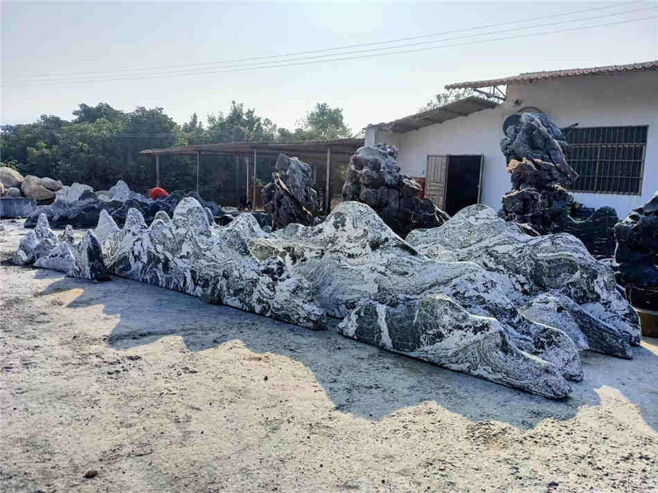 雪浪石切片景观 雪浪石摆放效果图 广东石场批发雪浪石