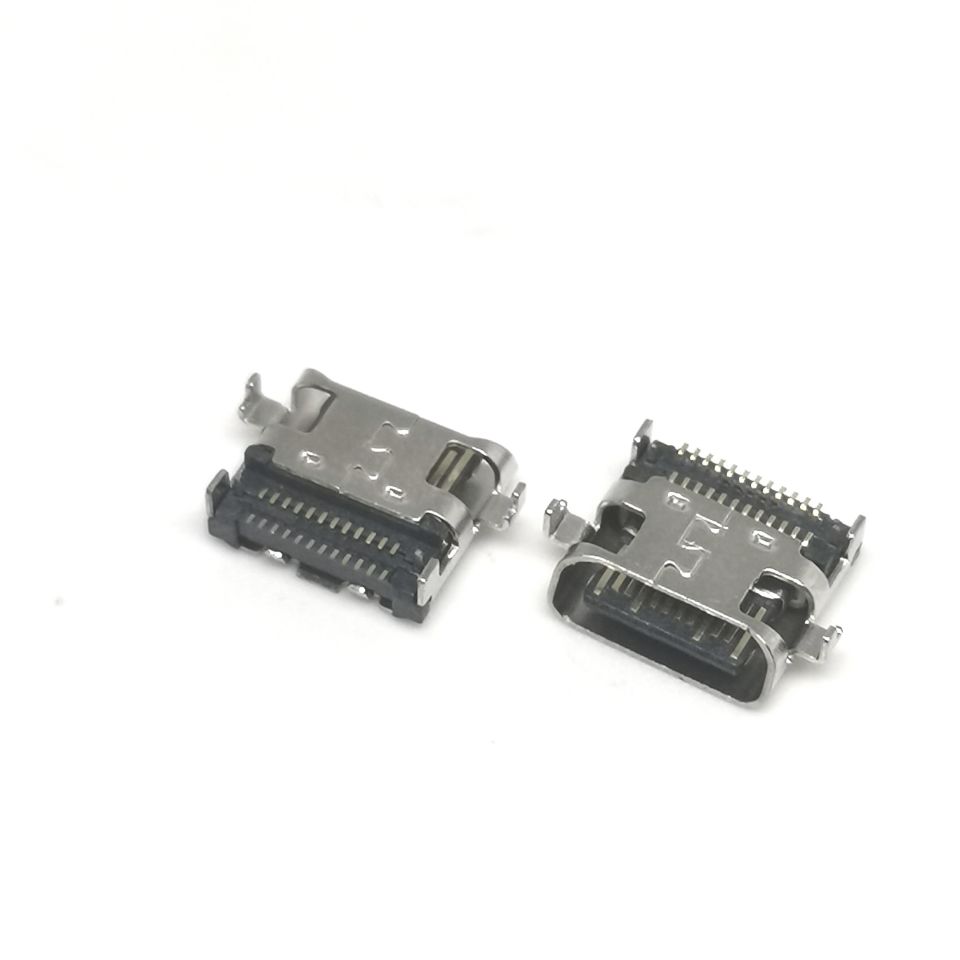 24P斜口type-c 双排沉板0.8  DIP四脚