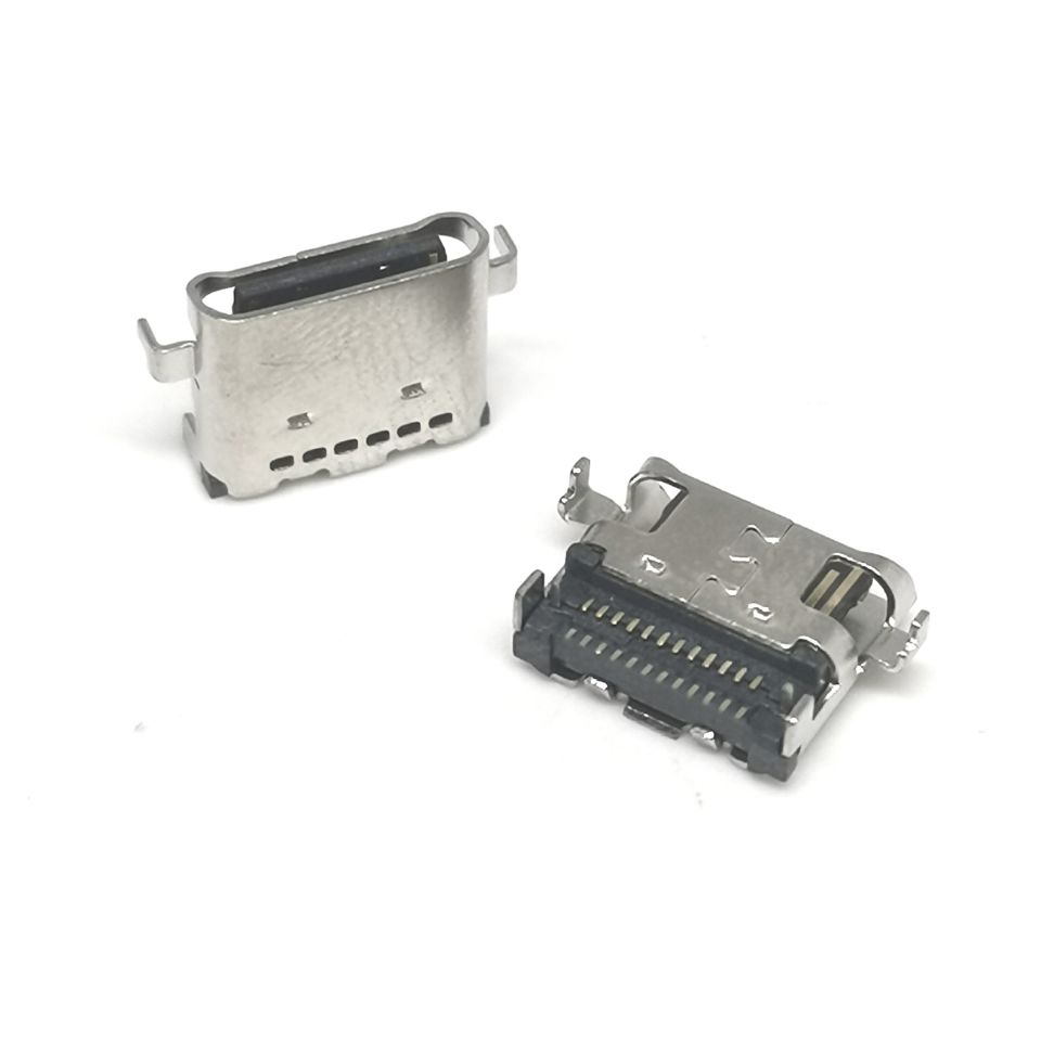24P斜口type-c 双排沉板0.8  DIP四脚