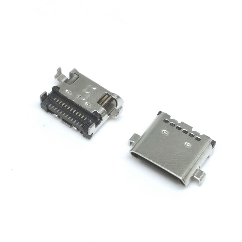 24P斜口type-c 双排沉板0.8  DIP四脚