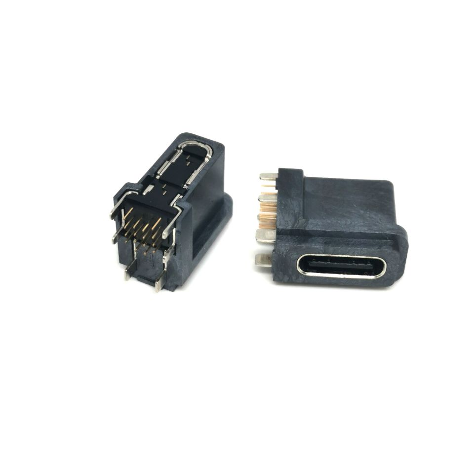 全塑IXP7 侧插16P母座 六脚直插DIP  type-c