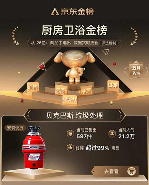 贝克巴斯E60厨房食物垃圾处理器  厨房垃圾处理器  厨余垃圾处理器