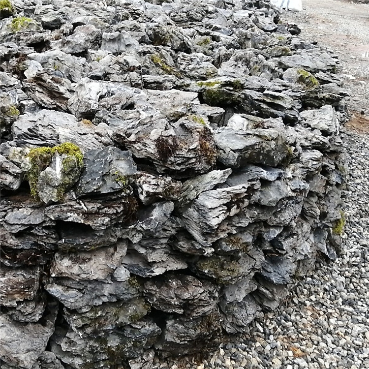 千层石假山叠石景观 千层石驳岸流水假山 英石系列叠石