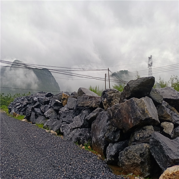 黑山石园林景观石 黑山石水溪驳岸假山 公园石庭院造景石
