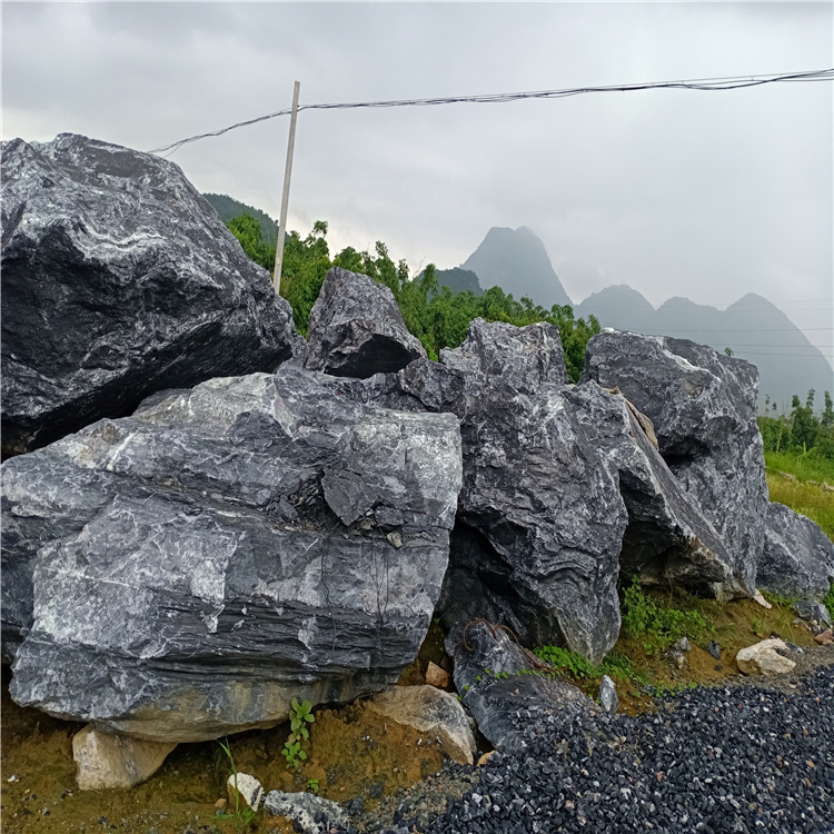 黑色野山石黑山石 园林石假山景观石 批发黑山石厂家