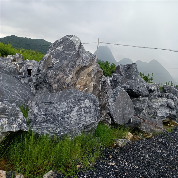 黑山石景观假山石 园林假山造景石 景观黑山石产地批发商