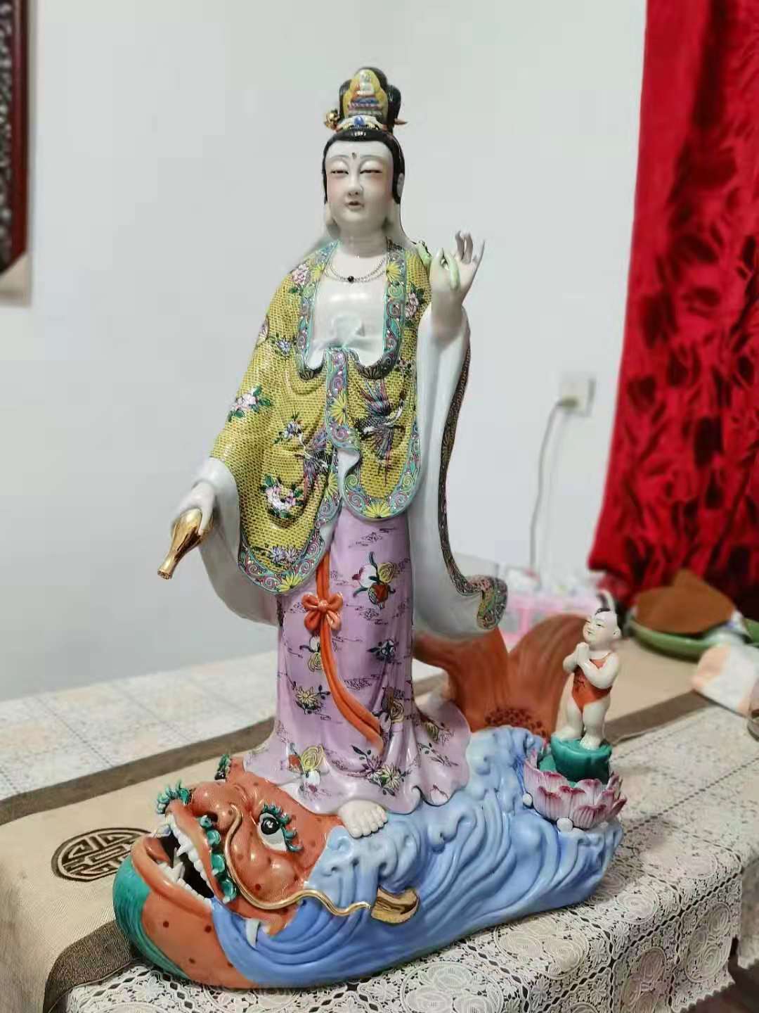 粉彩瓷地藏王菩萨站像 寺庙家用摆件大小菩萨佛像 托宝佛  寺庙家用摆件佛像