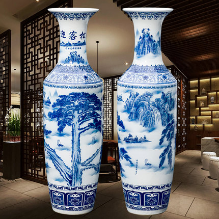 瓷器大箭筒 手绘款迎客松大花瓶 门店中式陶瓷摆件1.8米  门店陶瓷摆件1.8米