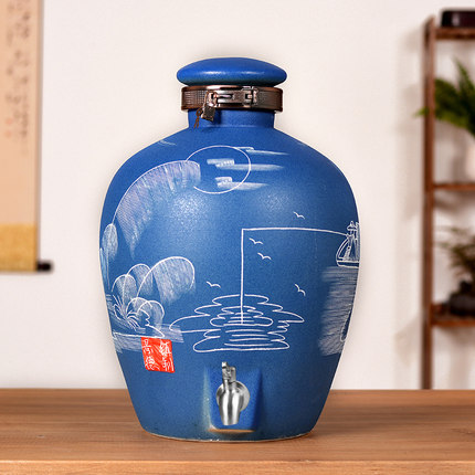 厂家供应景德镇雕刻酒瓶酒坛30斤 密封原浆存酒缸  厂家供应景德镇酒坛  30斤密封原浆酒缸