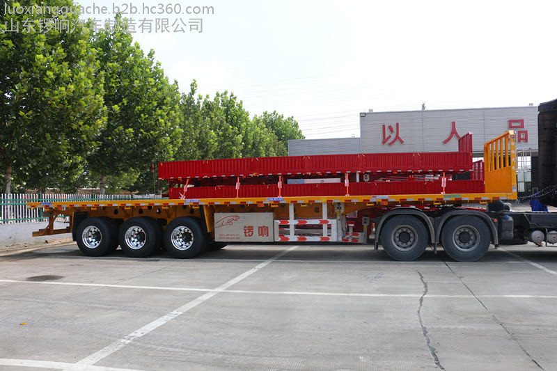 锣响挂车 平板半挂车物流运输挂车 半挂车厂家  低平板半挂车  超级盘刹