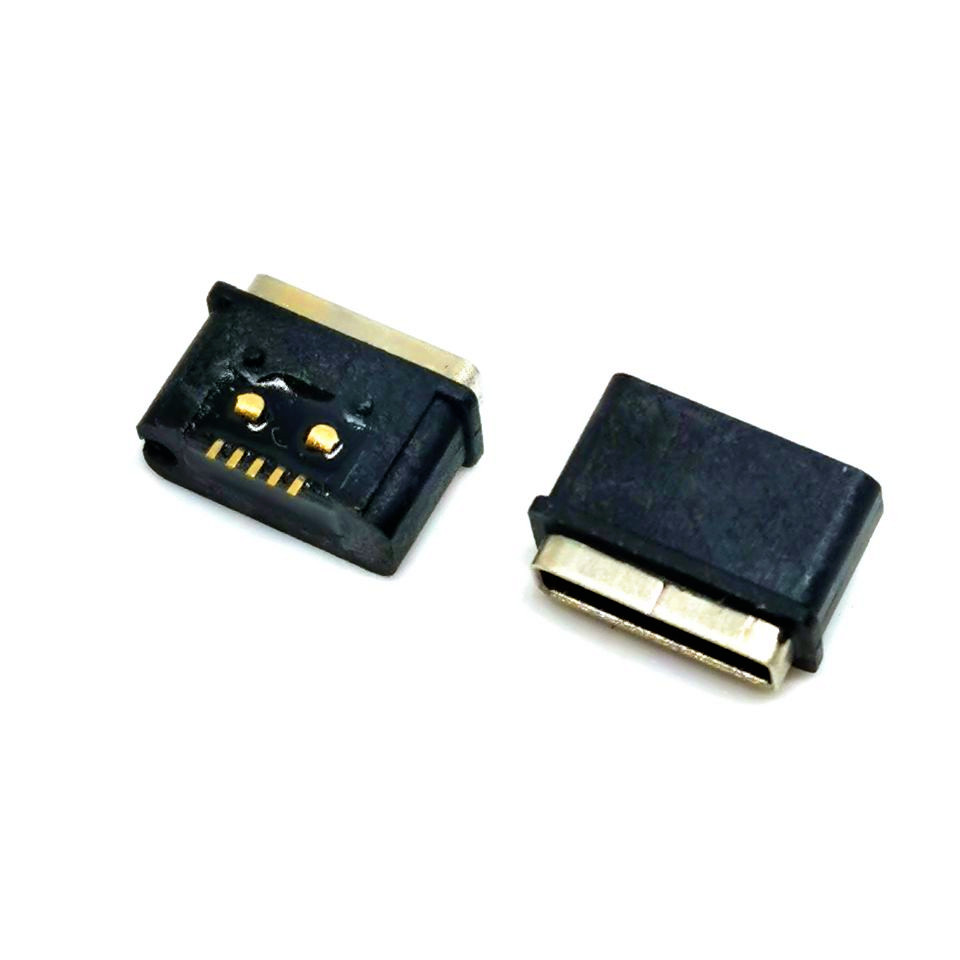 MICRO 贴片防水母座 AB型-迈克5P-180°贴板SM  防水 IP67等级
