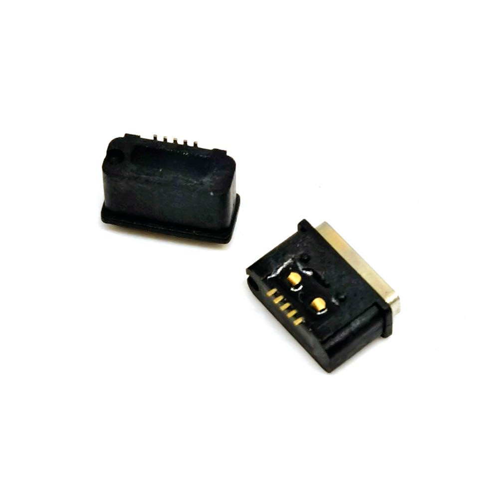 MICRO 贴片防水母座 AB型-迈克5P-180°贴板SM  防水 IP67等级