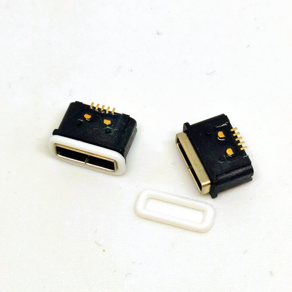 MICRO 贴片防水母座 AB型-迈克5P-180°贴板SM  防水 IP67等级