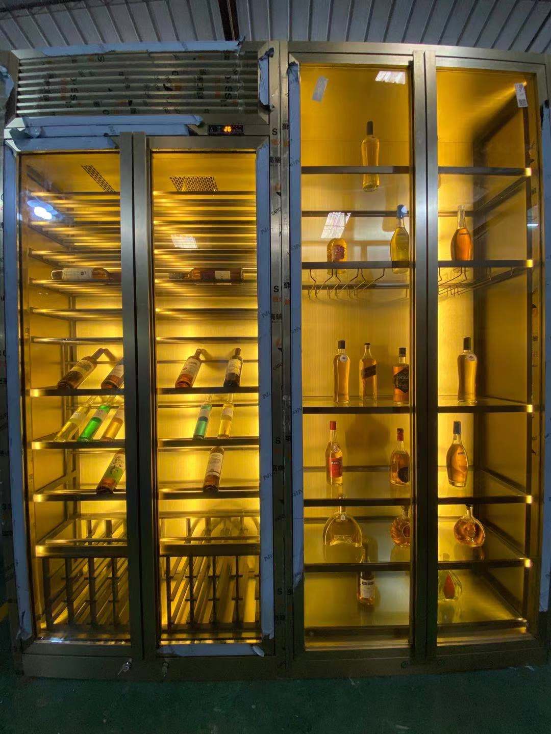 轻奢不锈钢金属红酒架定制恒温酒柜餐厅酒窖客厅展示柜  不锈钢酒柜