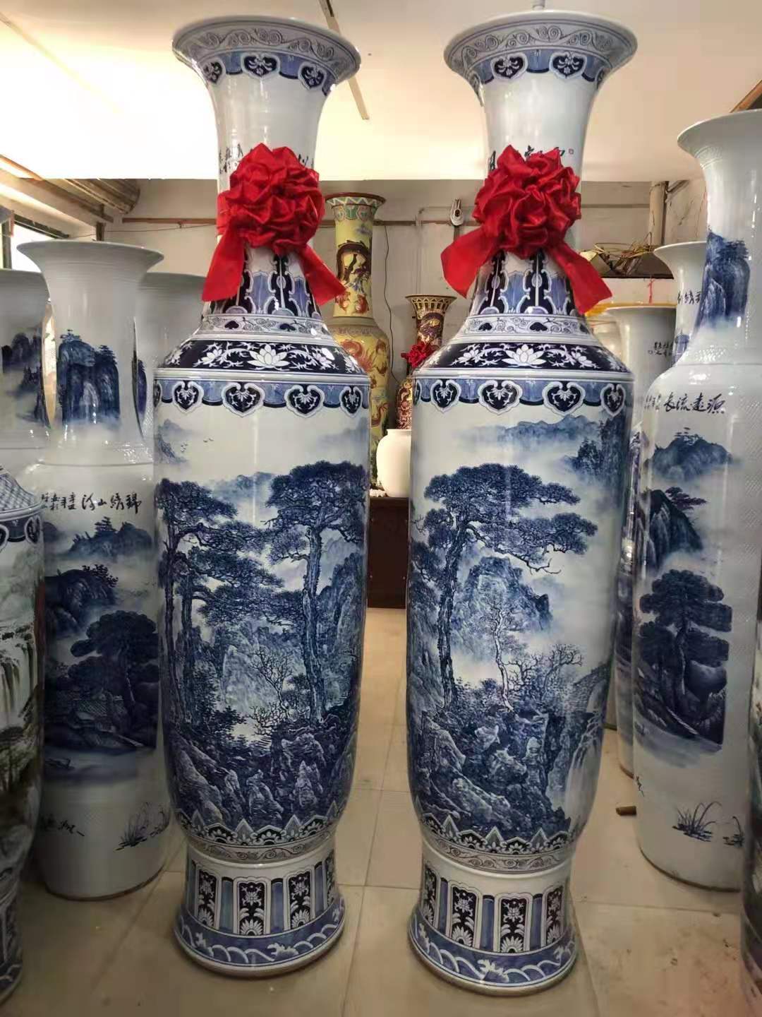 南京供应开业摆件花瓶 陶瓷大花瓶 2米高迎客松  2米高迎客松大花瓶