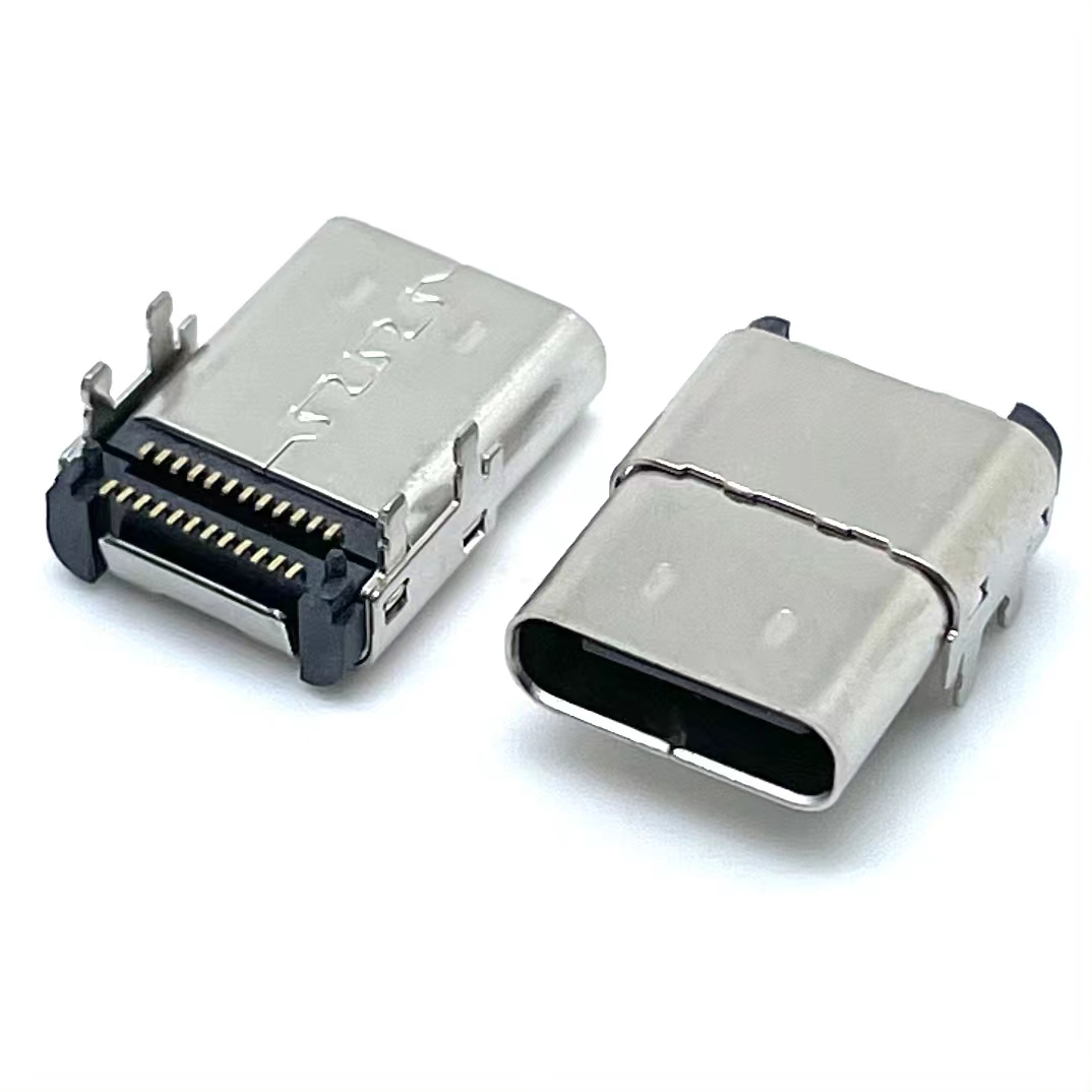TYPE-C24P双排贴片母座 加长H=12.4 90度贴片  加长H=12.490度贴片