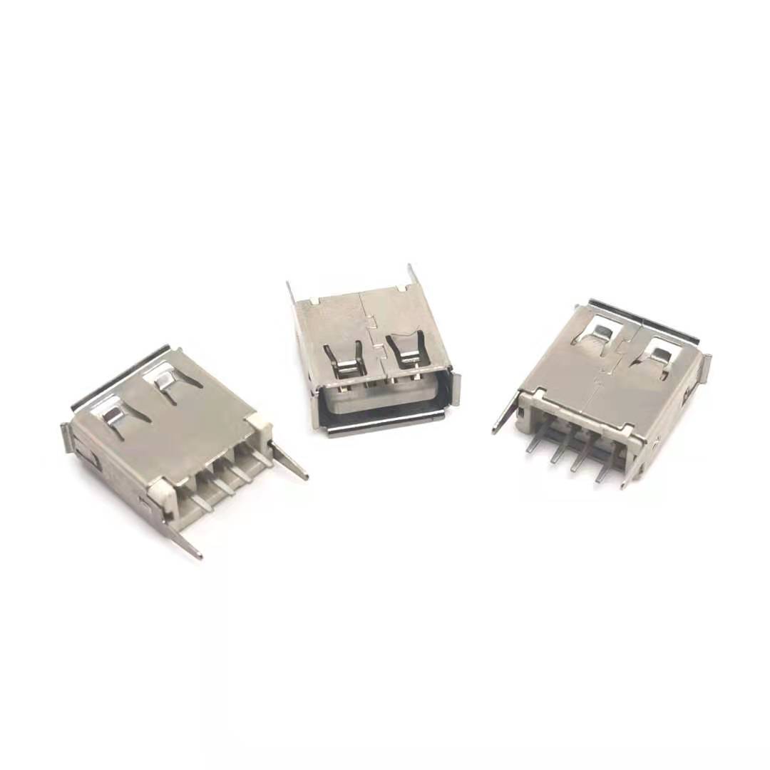 USB2.0 A母 卷边直脚 180度立式插件 白胶芯  USB2.0A母  卷边直脚白胶芯