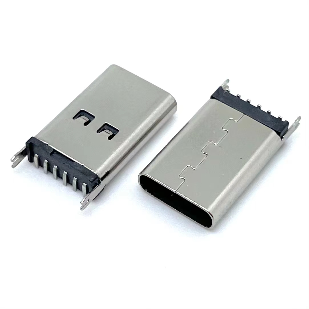 TYPE-C6P贴片母座 180度立式直插 H=13.7mm