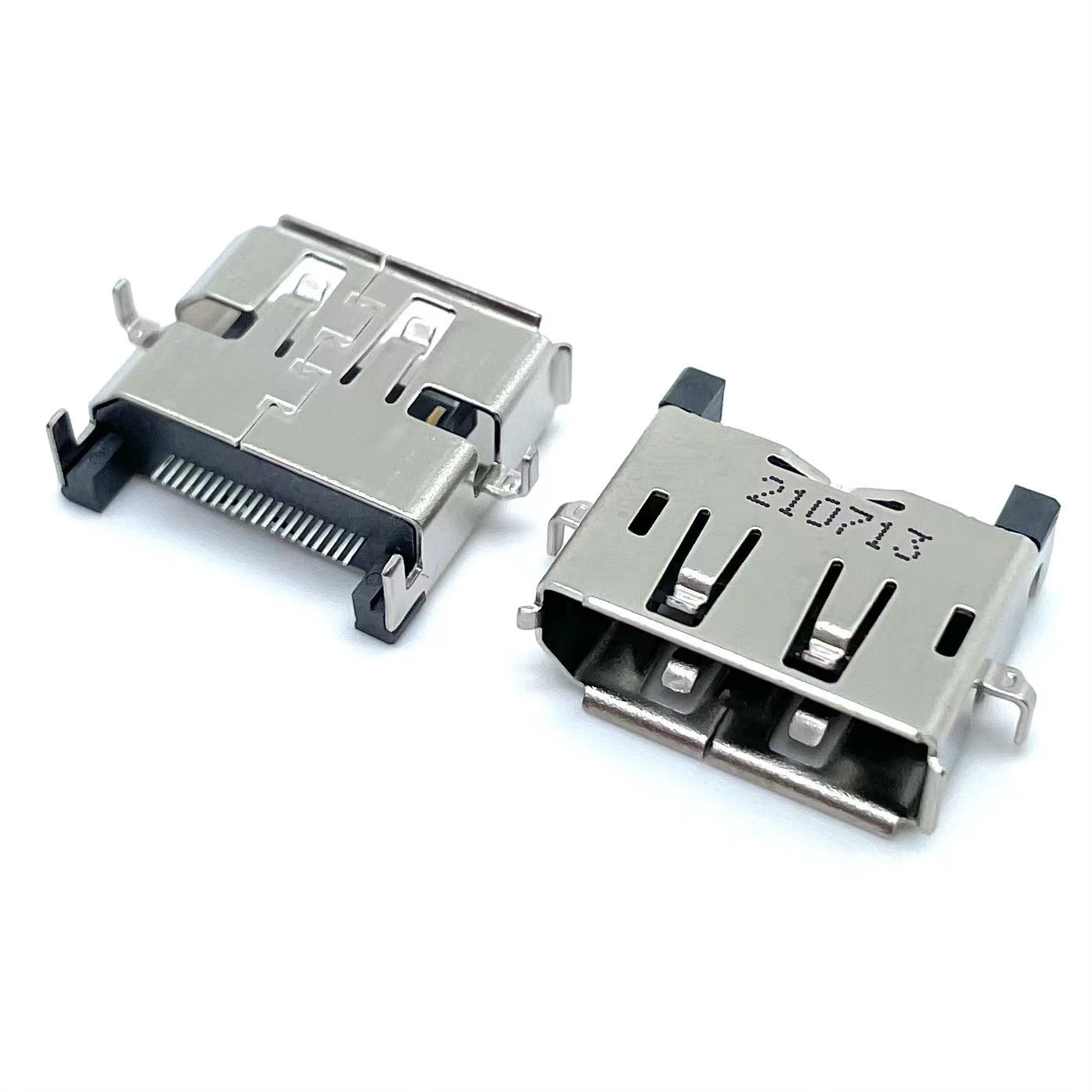 HDMI 20P沉板母座 90度沉板 卷边直脚 带弹片
