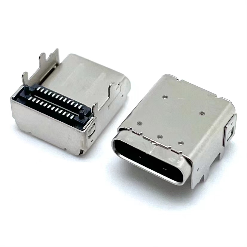 TYPE-C24P板上双排贴片母座 90度四插板 垫高3.4