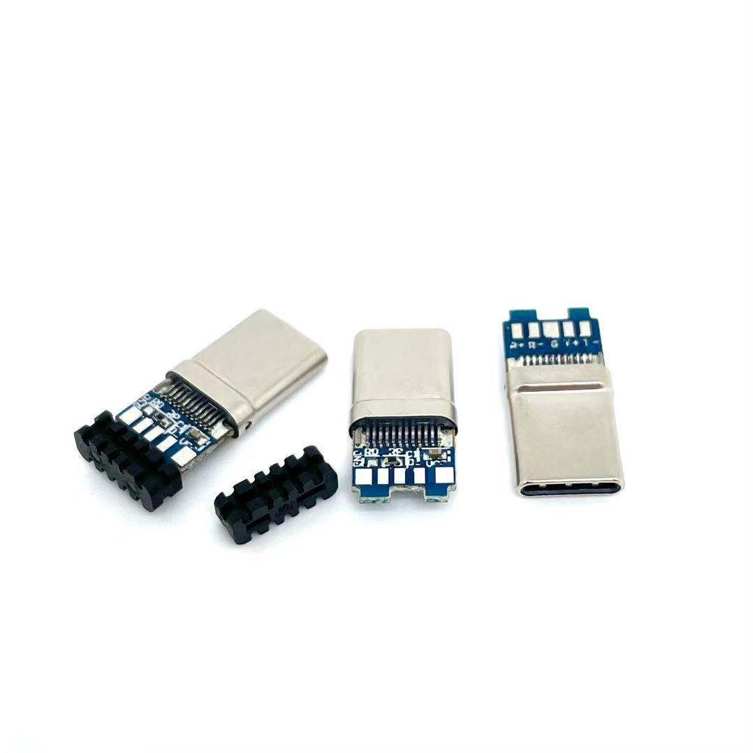 TYPE-C24P夹板公头带线夹PCB板10P焊盘3.0传输