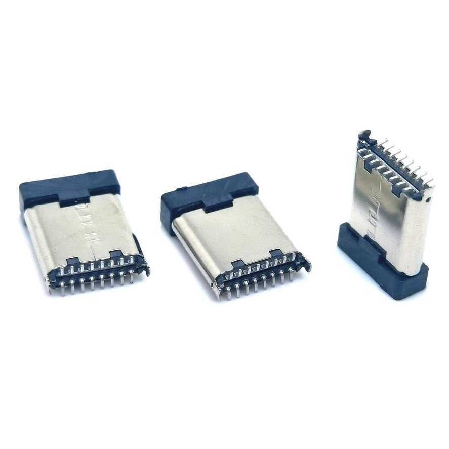 TYPE-C16p双排立贴公头 180度立式贴片H=8.65