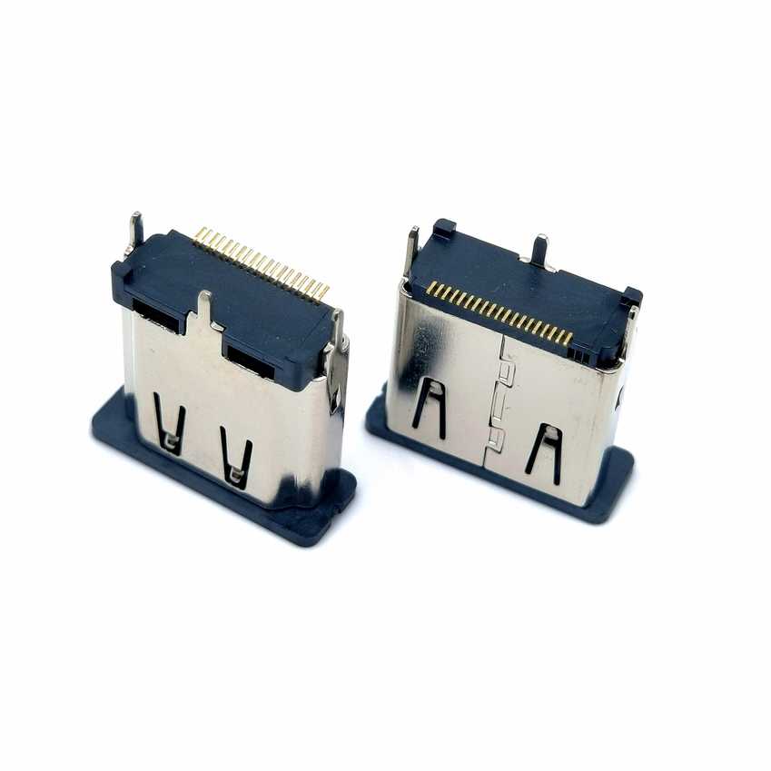HDMI19P立贴母座 180度立式贴片 三脚dip插板