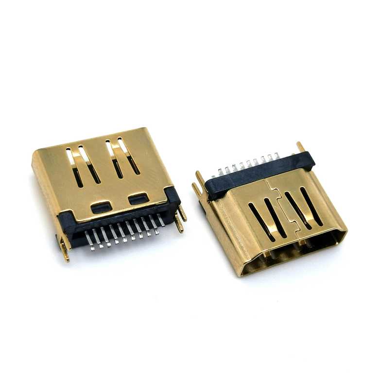 HDMI 19P夹板母座 双鱼叉脚夹板HDMI母座 铁壳镀金