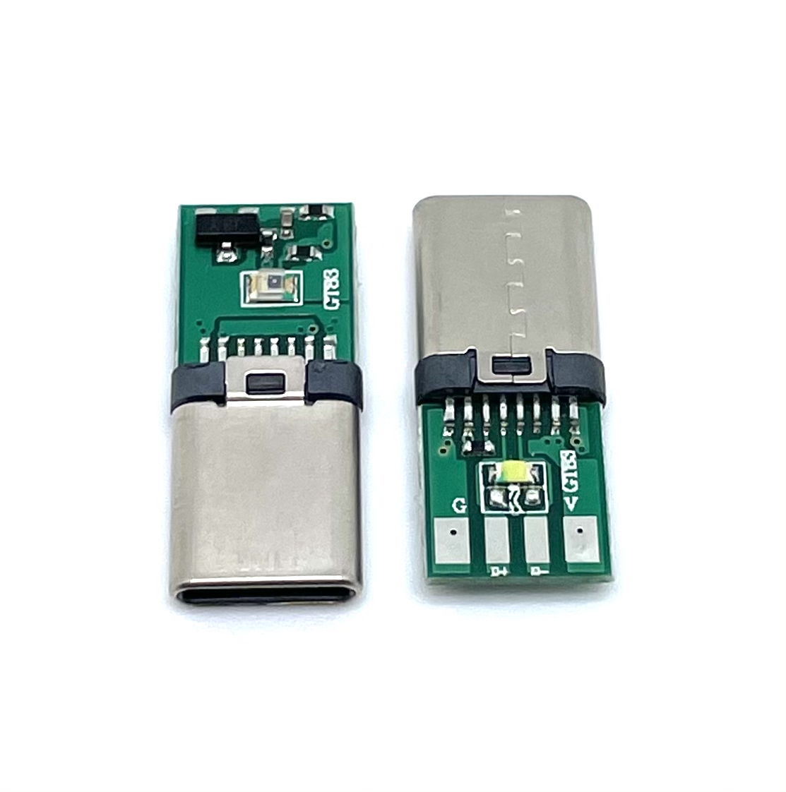TYPE-C16P夹板公头 感应式带PCB板4个焊盘智能感光