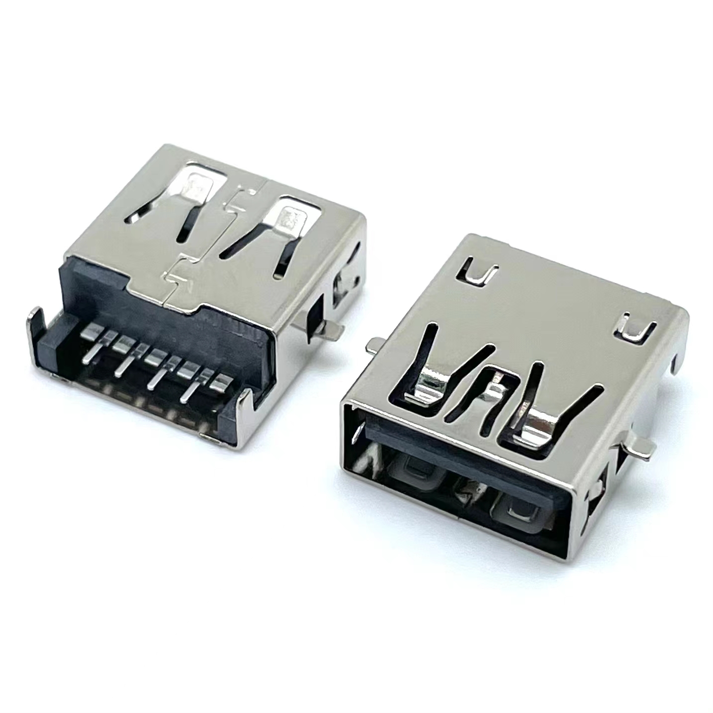 USB2.0A母 前5p后4p 沉板2.45 90度沉板贴片  前5p后4p沉板2.45
