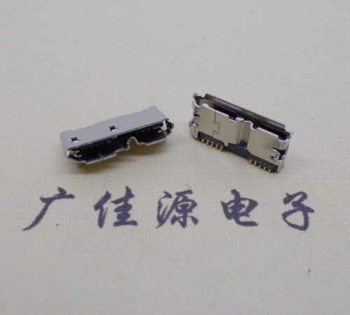micro usb 3.0双接口.两脚插板10p母座导位卷边  micro usb 3.0母座  micro usb 3.0连接器